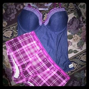Bra Corset Matching Bottoms 38c 8 LEI NWOT